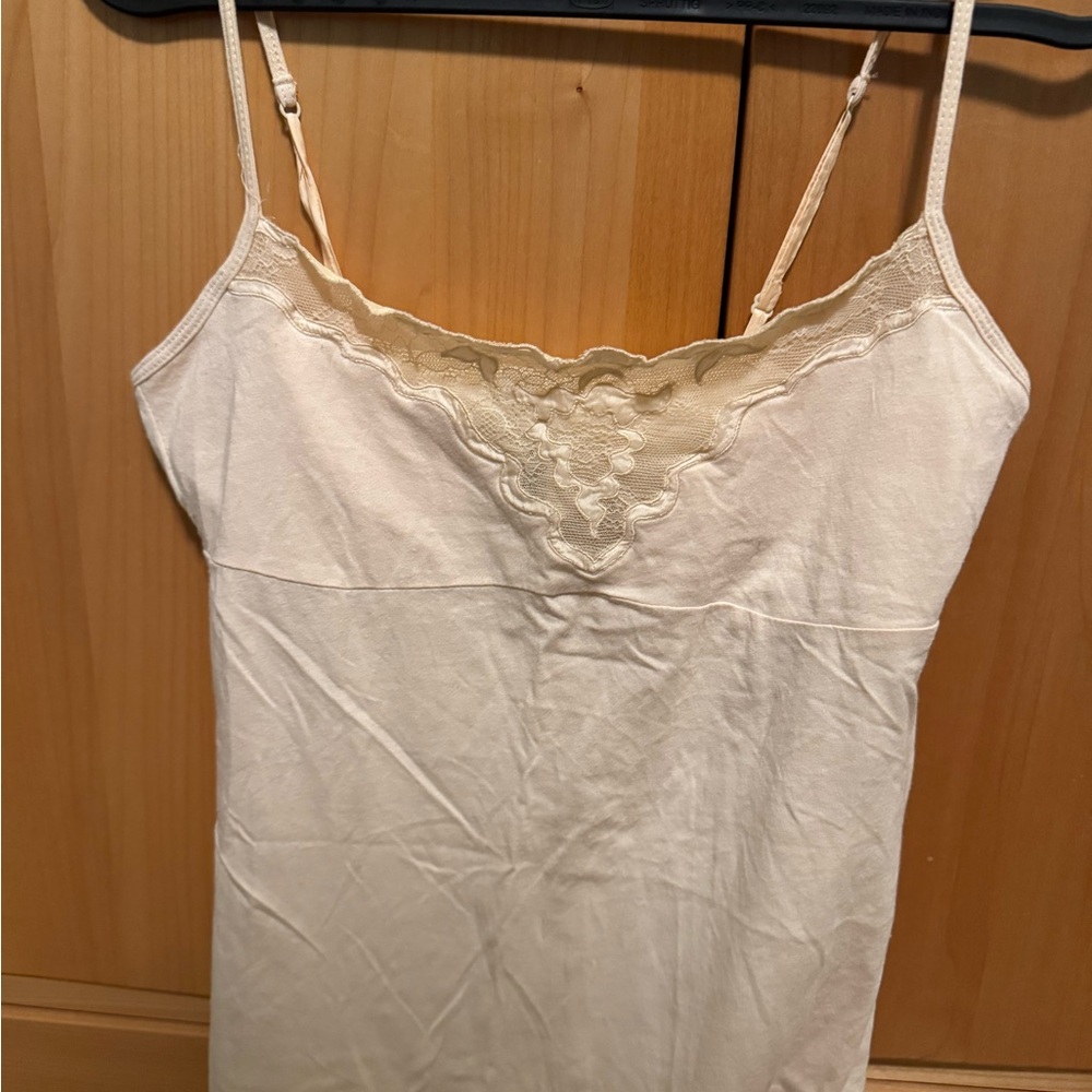 Abercrombie & Fitch Cream Lace-Trim Slip Tank